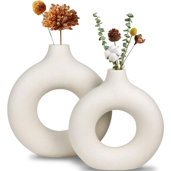 SEt of 2 White Ceramic Vases